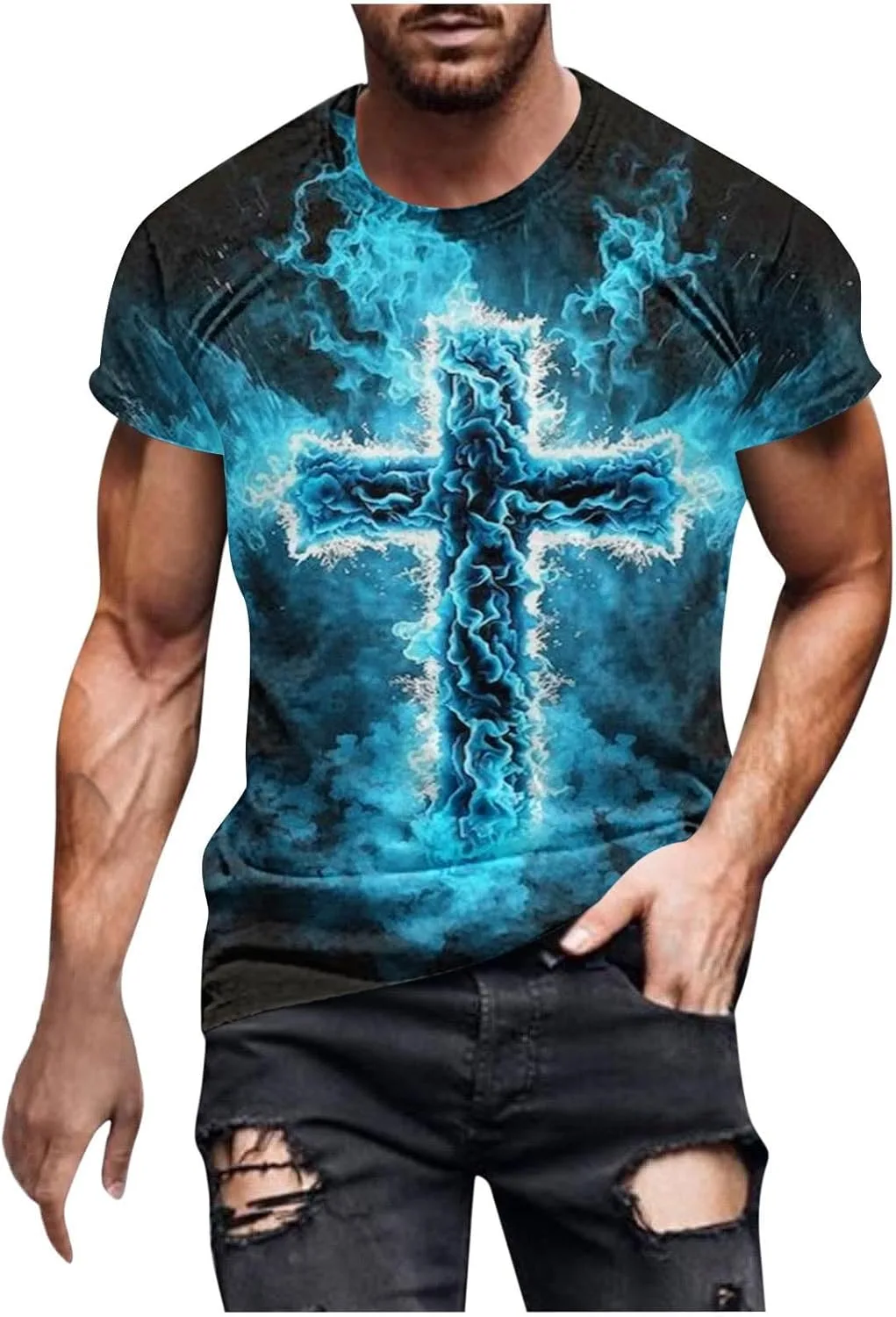 

Футболка с 3D принтом "Иисус на кресте" QUNPIU