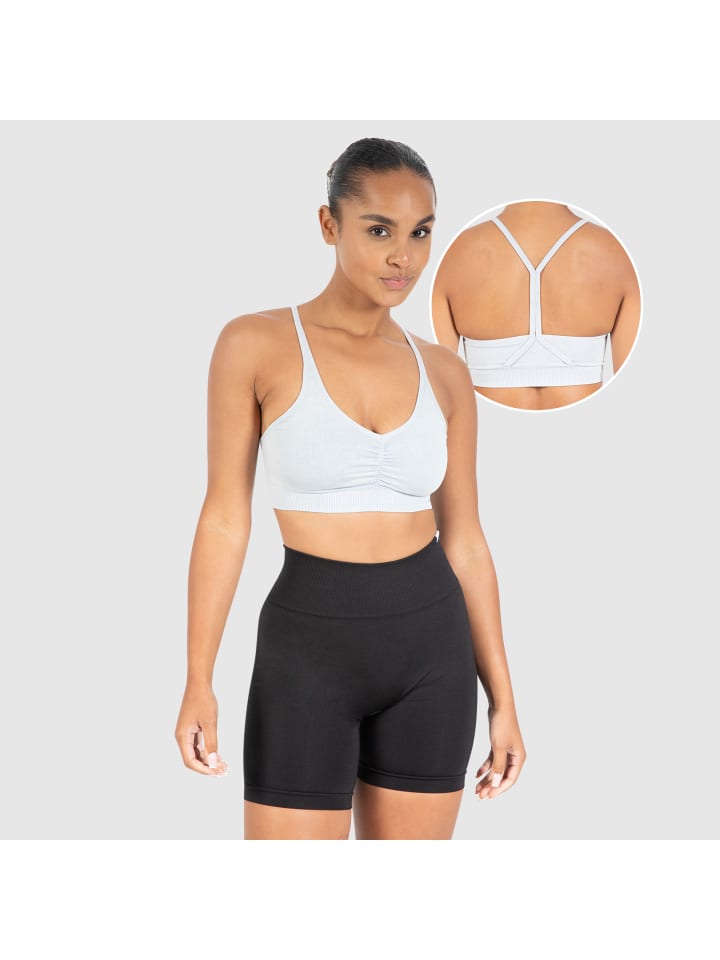 

SMILODOX Спортивный бюстгальтер Batik Scrunch Icon светло-голубого цвета