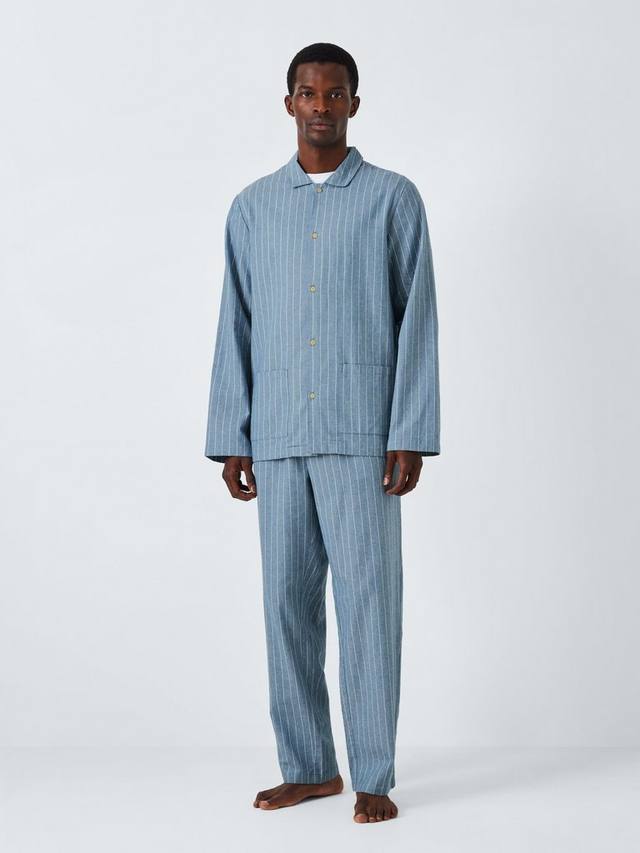 

Комплект пижамы из органического хлопка в полоску John Lewis, Blue Mid