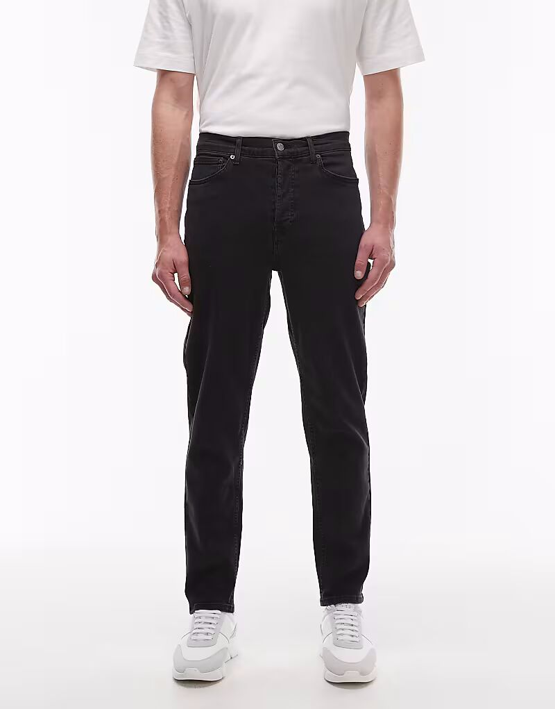 

Эластичные зауженные джинсы Topman черного цвета
