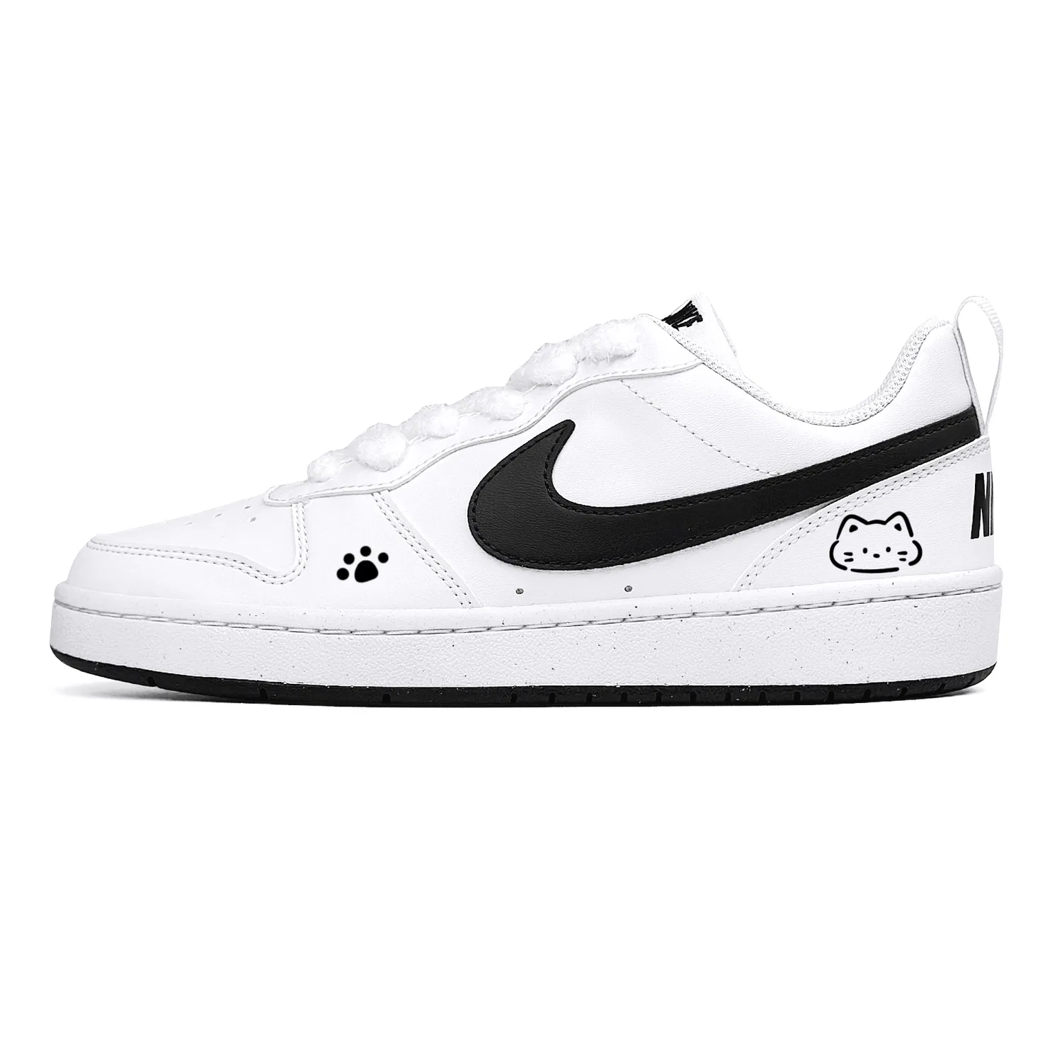 Кроссовки для скейтбординга Court Borough Steam Rose, Soft Velvet Meow Baby Cushioning Abrasion Resistant Low top Black White Nike