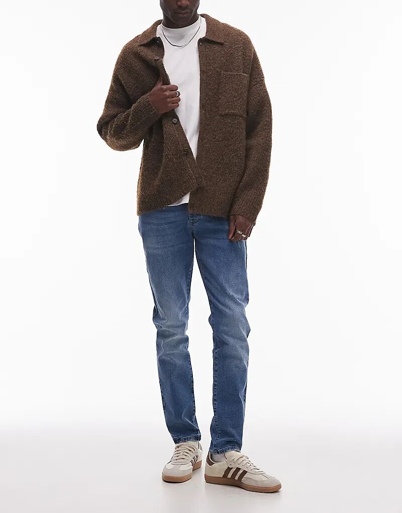 

Узкие джинсы-стрейч в оттенке синего цвета Topman