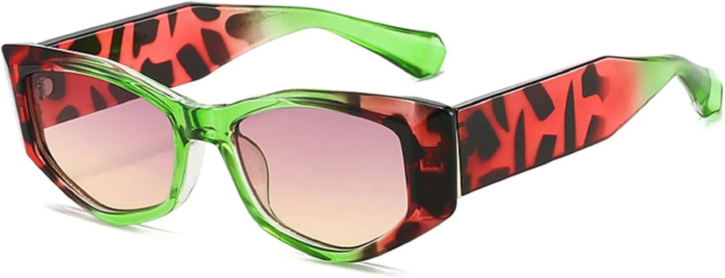 

Женские солнцезащитные очки Melrose Sexy Punk 2024, роскошные винтажные очки «кошачий глаз» с леопардовым принтом, солнцезащитные очки UV400, Green Amber