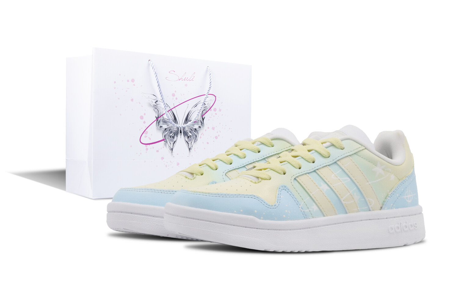 

Кроссовки adidas neo Postmove Skateboarding Shoes Women's Low-top Blue/Yellow/Green/Cyan, светло-желтый