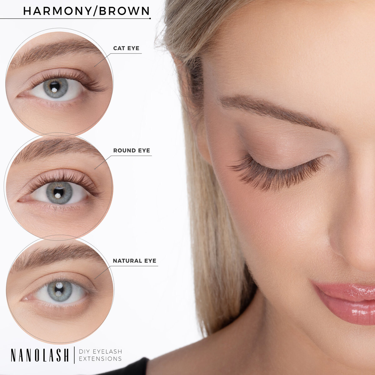 Коричневые клеевые ресницы для самостоятельного нанесения DIY HARMONY Nanolash — фото 3