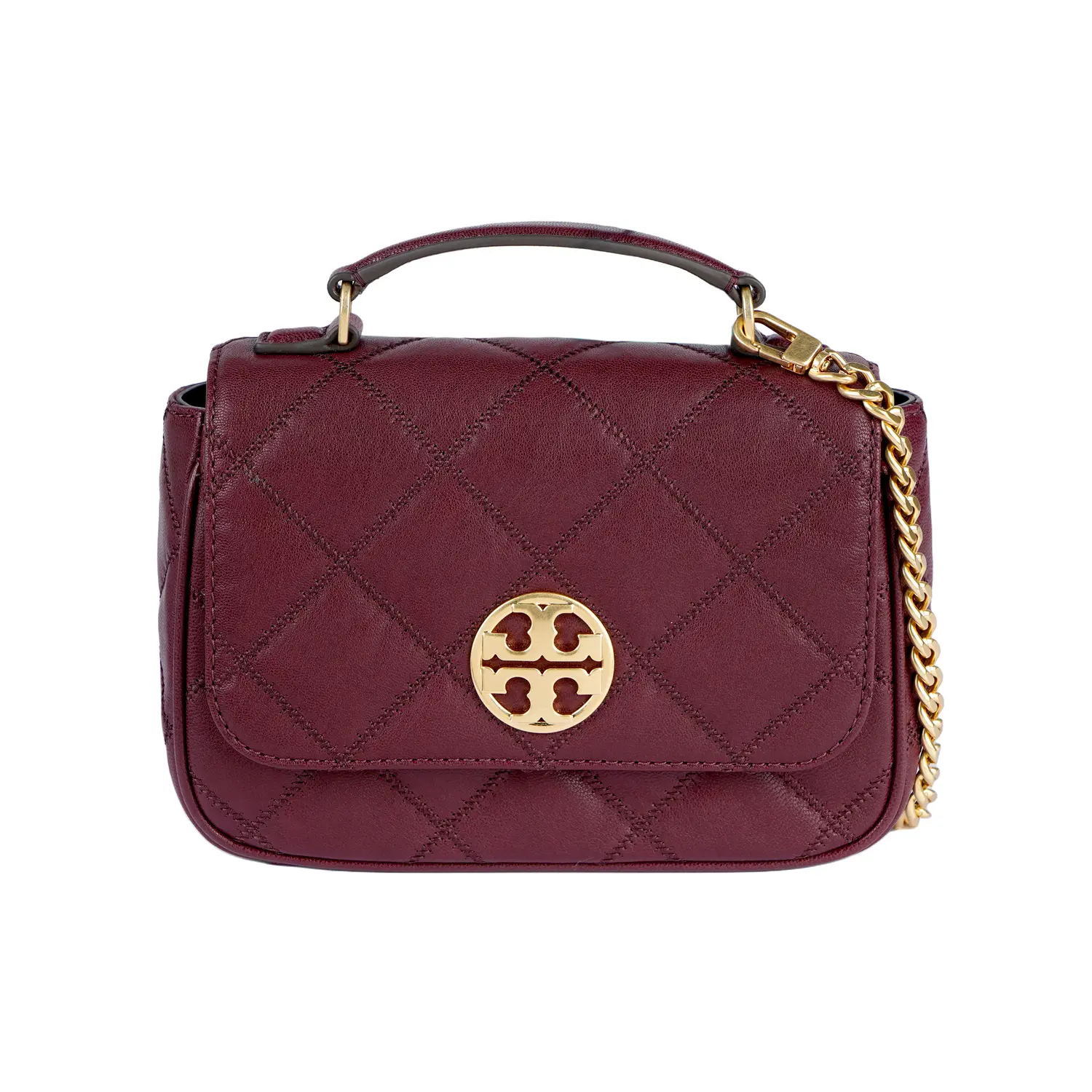 

TORY BURCH Кожаный квадратный мессенджер через плечо кроссбоди мини женский бордовый