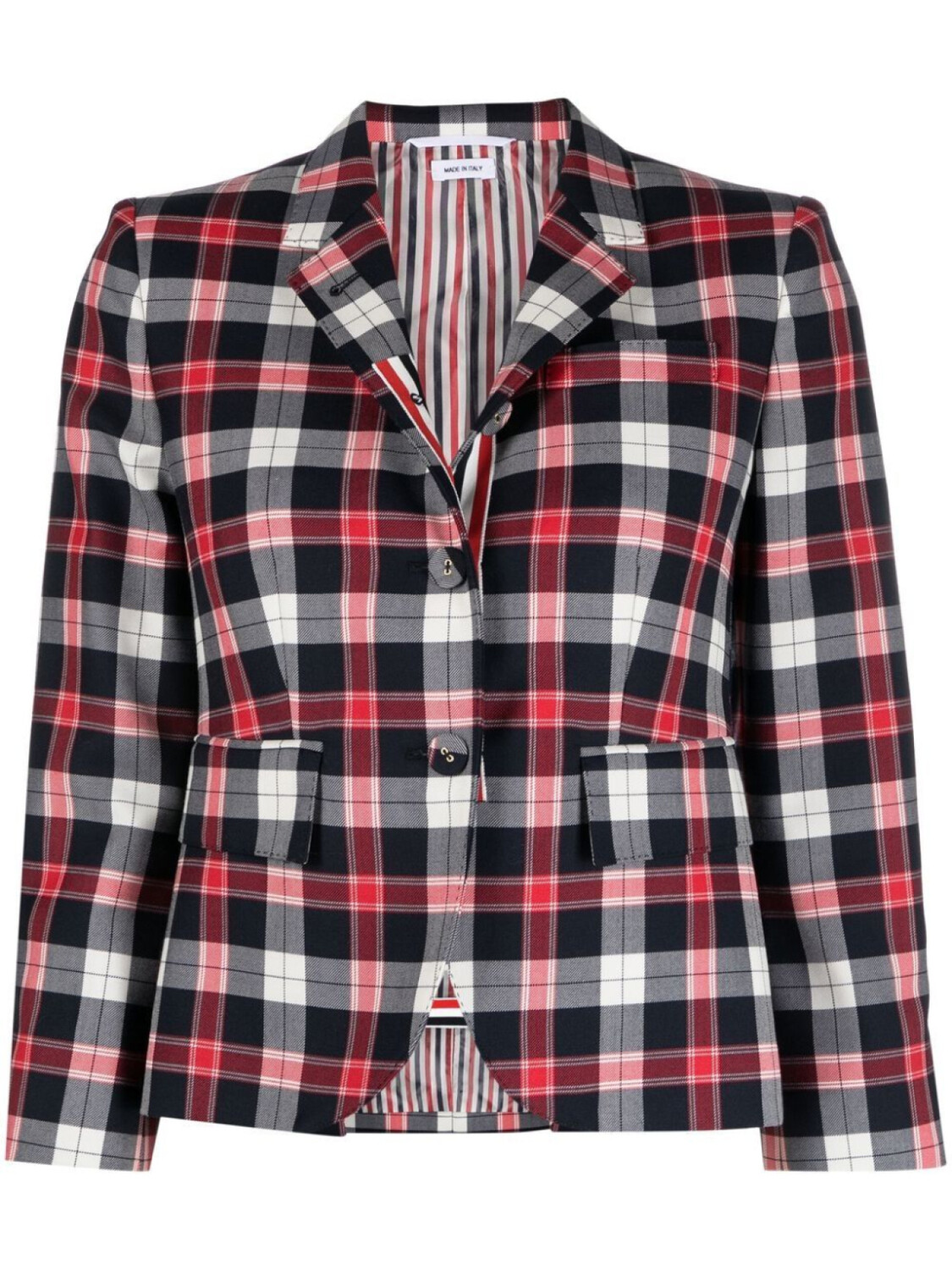 

Thom Browne однобортный блейзер в клетку тартан, красный
