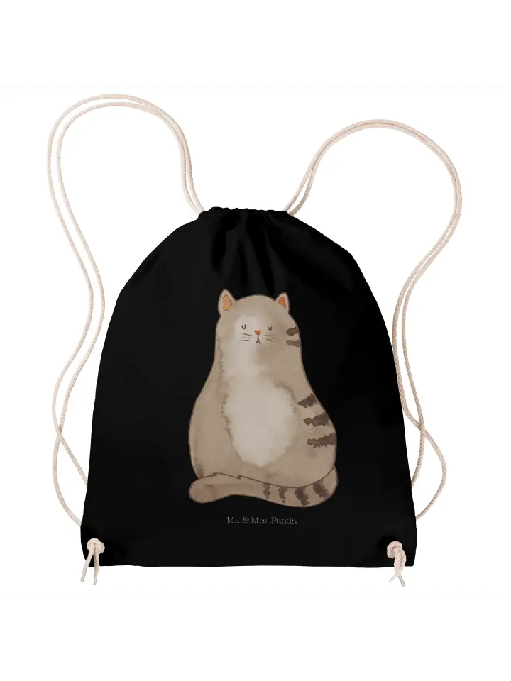 

Спортивная сумка Mr & Mrs Panda Sportbeutel Katze Sitzen ohne Spruch, черный