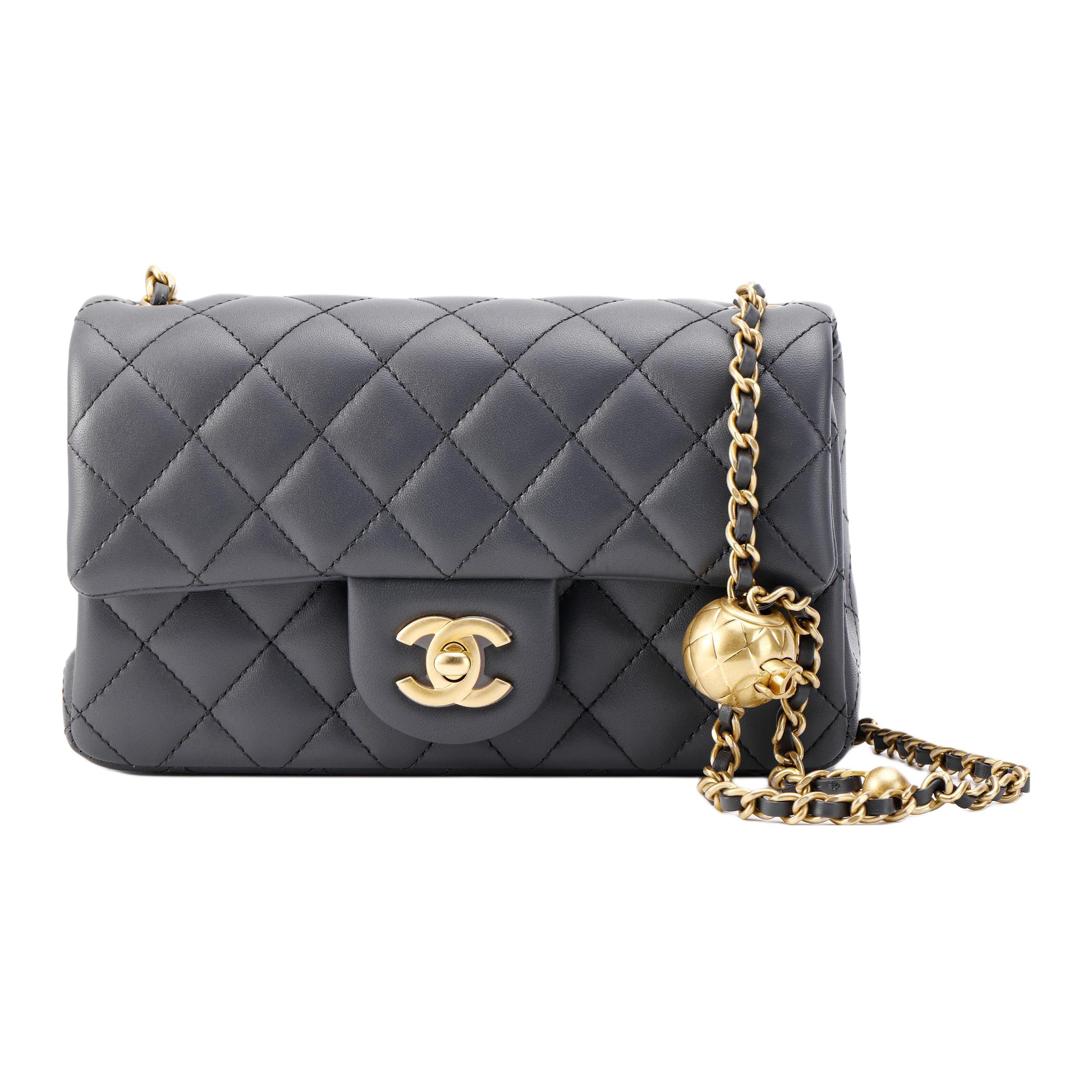 

CHANEL Классический клатч с цепочкой из овчины Мини женский темно-серый