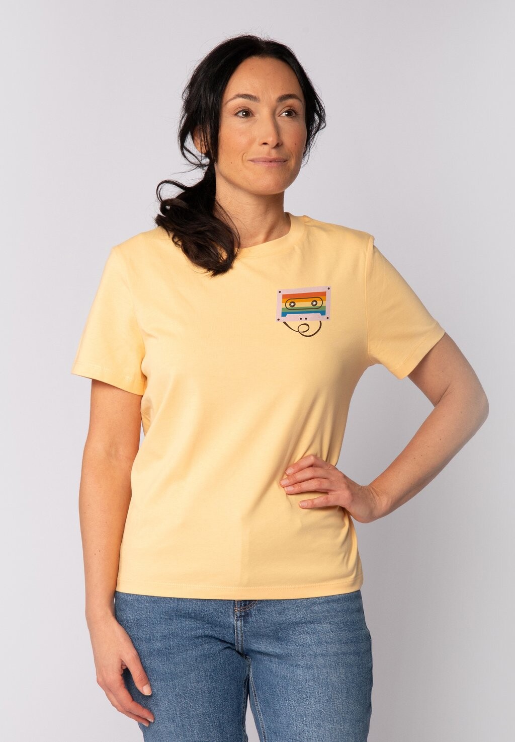 

Футболка с принтом RAINBOW CASSETTE watapparel, желтый