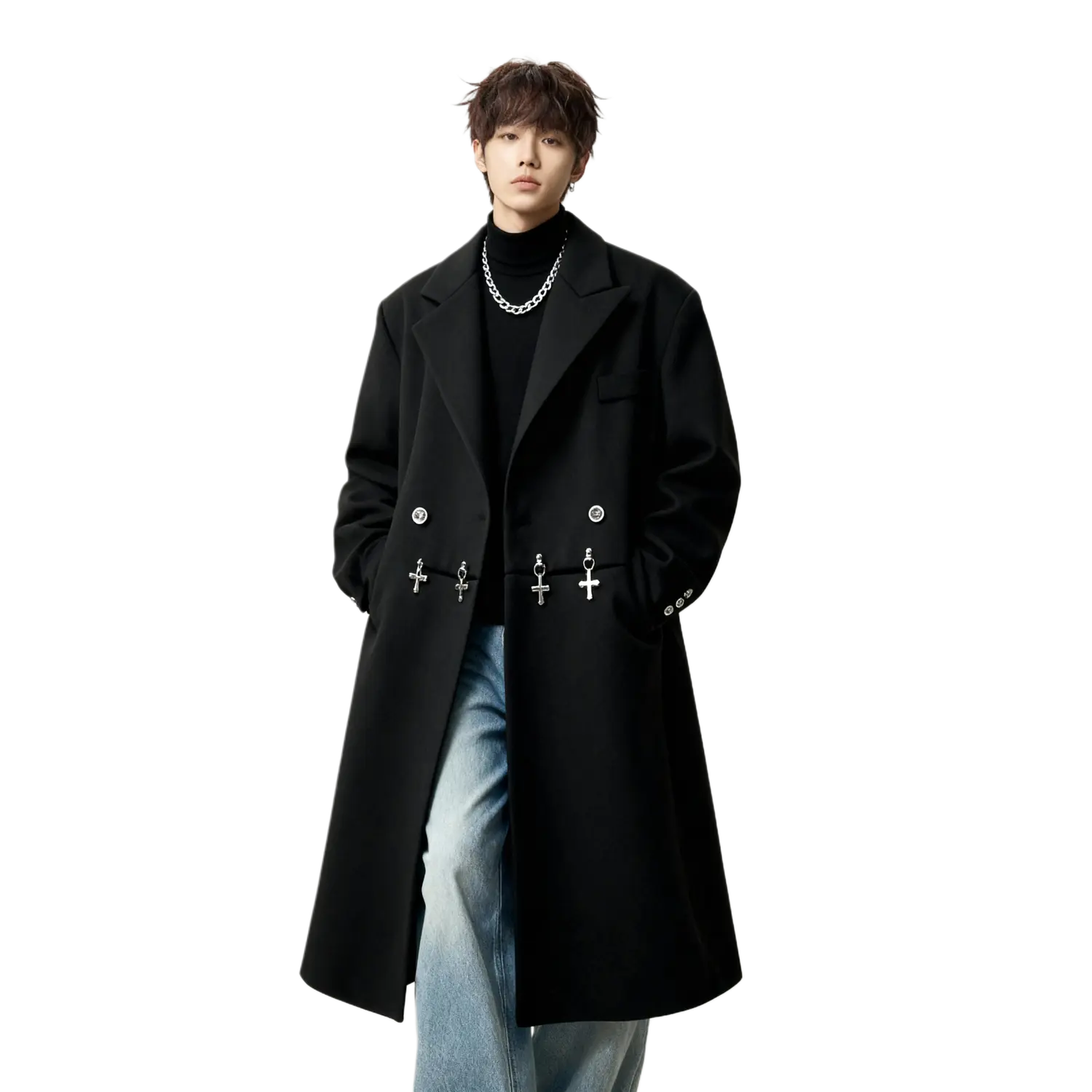 

Пальто Unisex Stand Collar Thickened X1617, черный coat