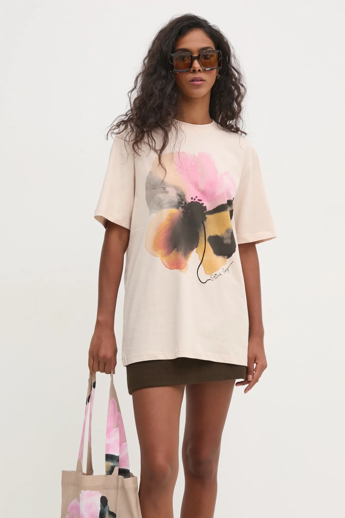 

Хлопковая футболка Stine Goya, бежевый