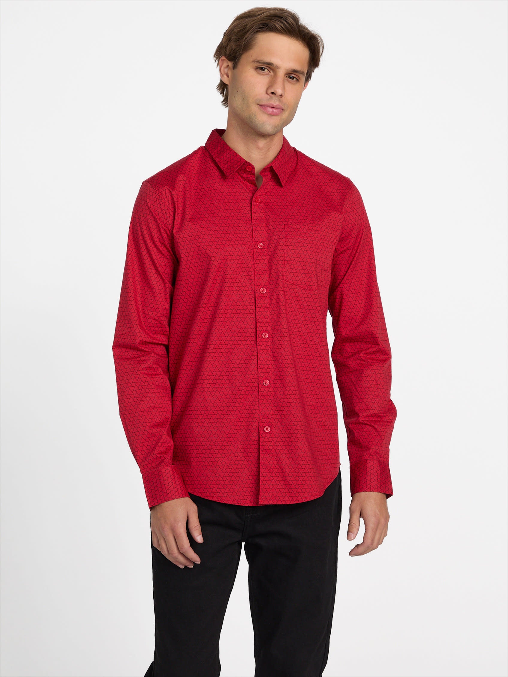 

Поплиновая рубашка с принтом «Wally» Guess Factory, цвет varsity red