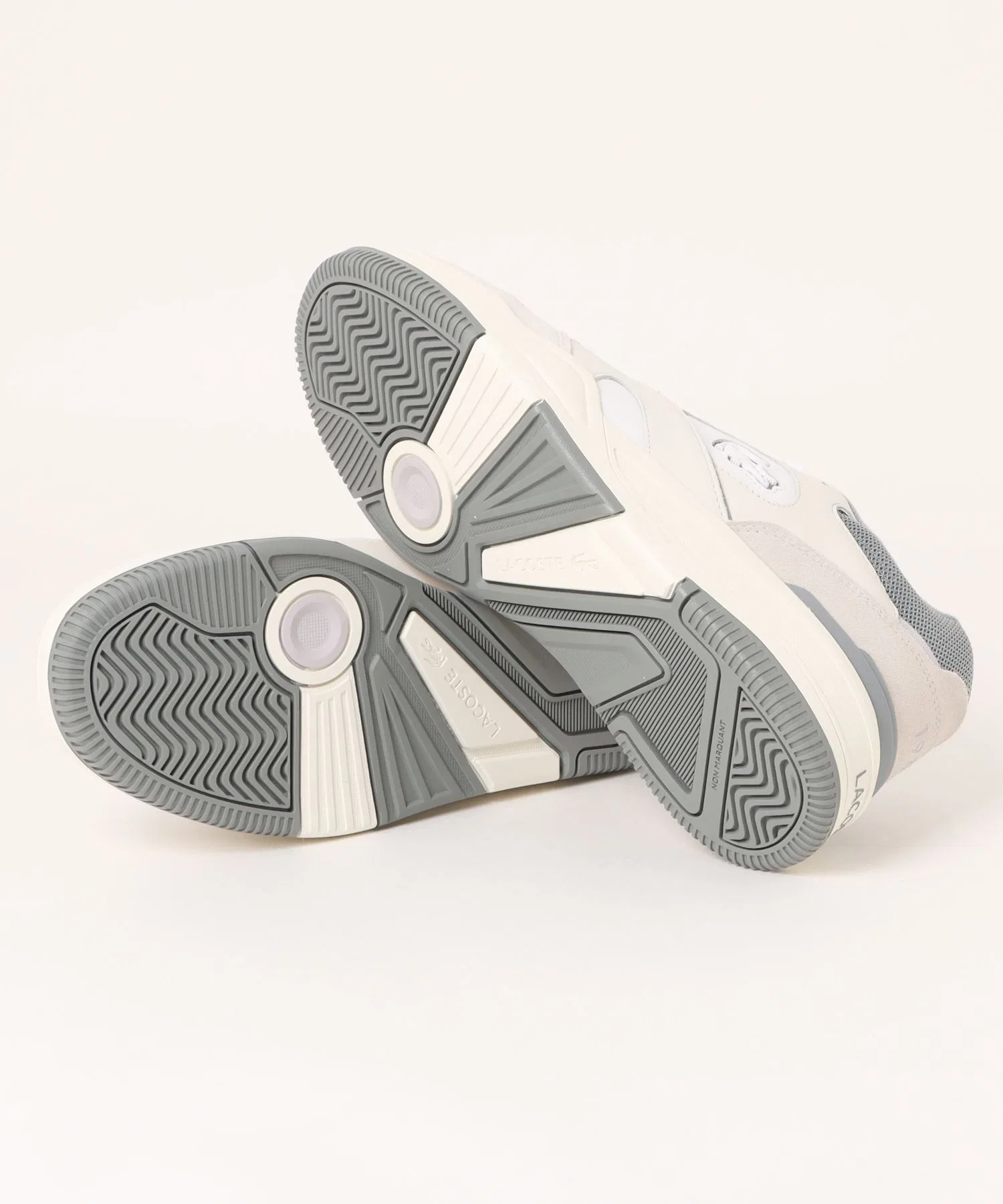 Мужские кожаные кроссовки LACOSTE LINESHOT 124 1 SMA бело-серые — фото 3