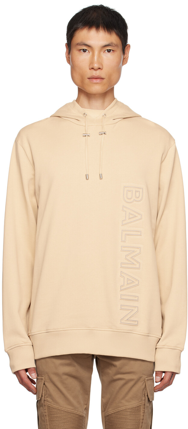 

Бежевый худи с тиснением Balmain