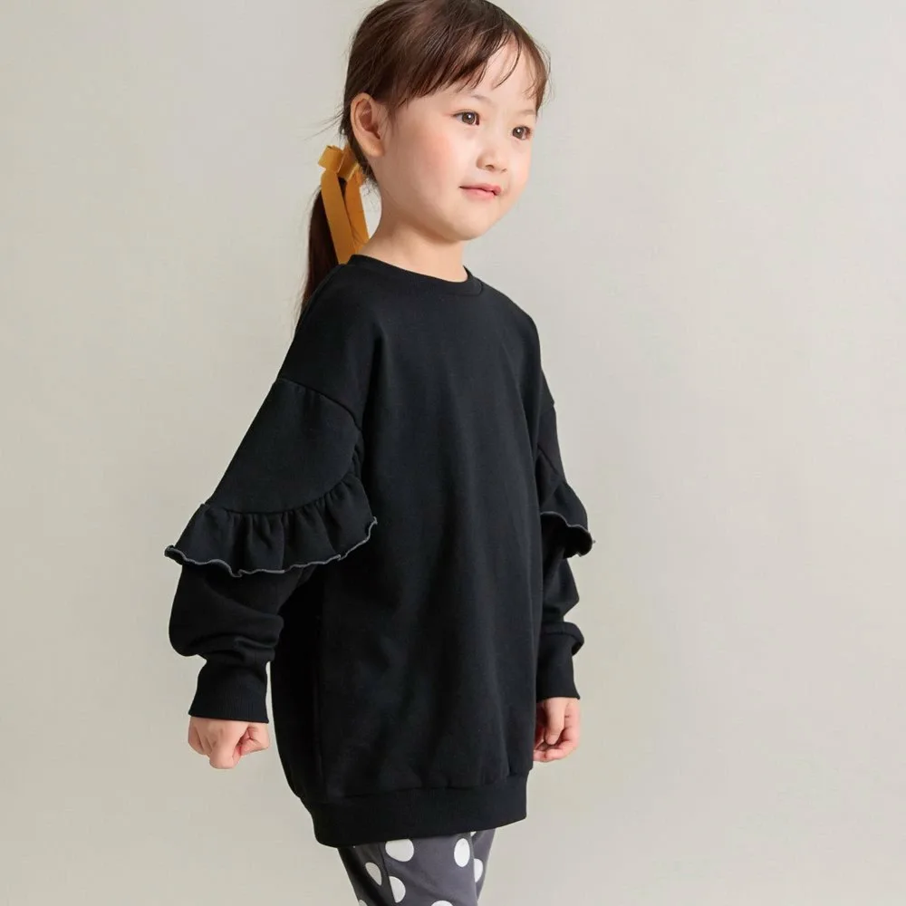 Свитшот длиной до щиколотки с оборками на рукавах Branshes, black