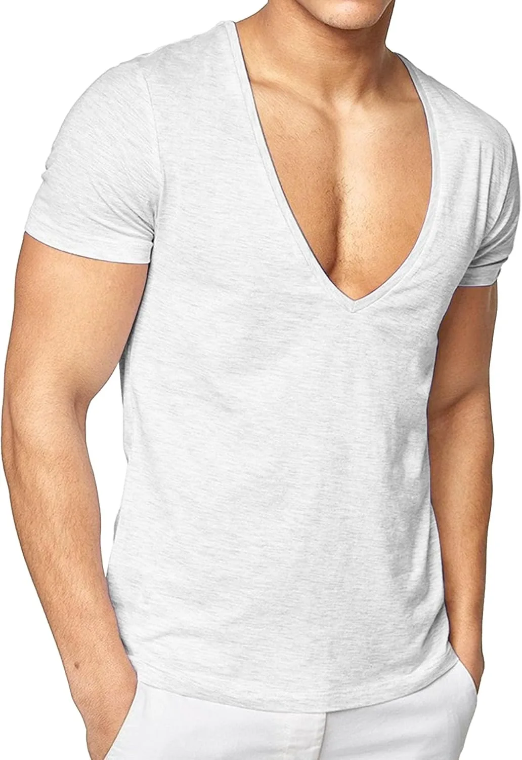 

Мужская футболка с глубоким V-вырезом Slim Fit VgueElegc