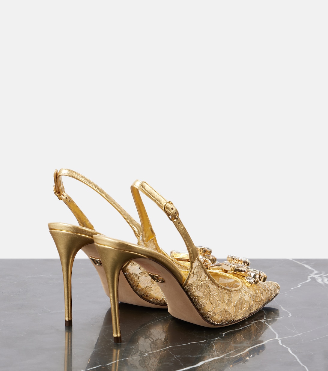 Декорированные кружевные лодочки на ремешке Dolce&Gabbana, Oro — фото 3