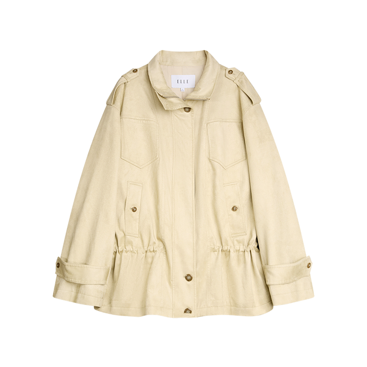 

ELLE Тренч женский Khaki с отложным воротником в стиле умеренного ворквера