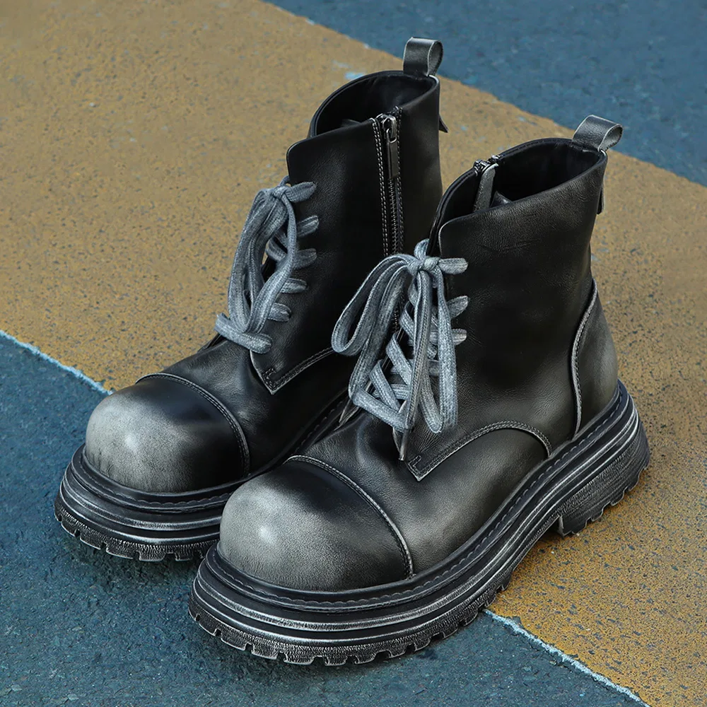 Мужские серые ботинки-воркеры Nicole Sanding Vintage 7-Hole от Wetheroad