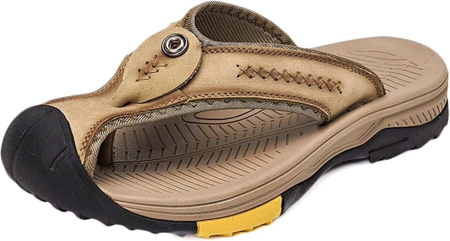 

Мужские вьетнамки HNVAVQ с закрытым носком, летние пляжные и спортивные сандалии, повседневные кожаные сандалии для ходьбы, D