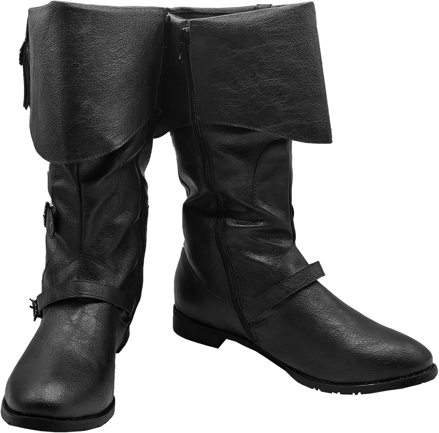 

Мужские средневековые ботинки эпохи Возрождения, пиратские костюмные ботинки, ботинки из искусственной кожи, обувь для Хэллоуина и викинговского косплея Junqiako, черный