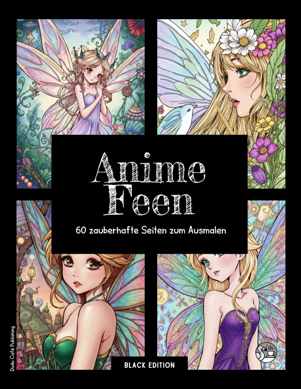

Anime Feen • Malbuch • 60 zauberhafte Seiten zum Ausmalen (Black Edition): Magische Manga Feen und Elfenbilder zum Ausmalen für kreative Entspannung. Geeignet für Erwachsene und Teens #duduquests (Independently published)