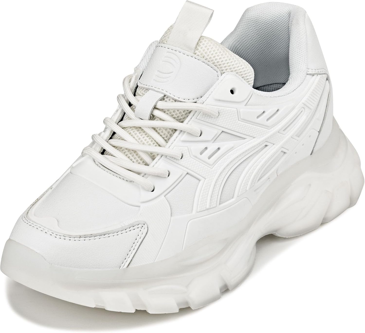 

Мужские невидимые обувные платформы CALTO - увеличивающие рост - черные/подошва оникс, массивная подошва, спортивные кроссовки на шнуровке - прибавка роста 7 см - S5282 - размер 10 D(M) US