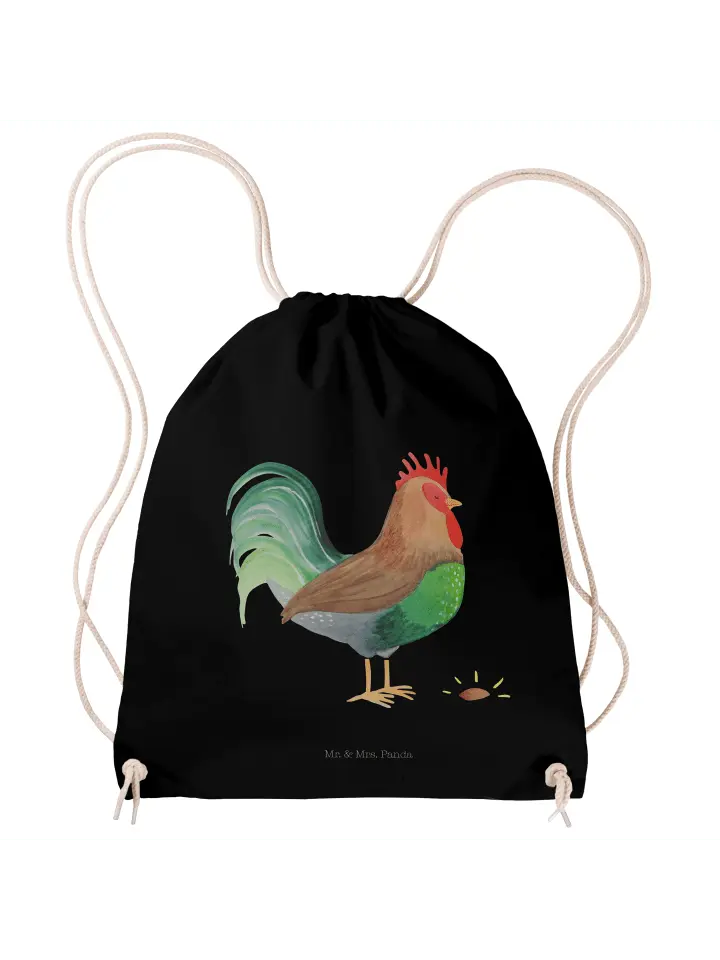 

Спортивная сумка Mr & Mrs Panda Sportbeutel Hahn Korn ohne Spruch, черный