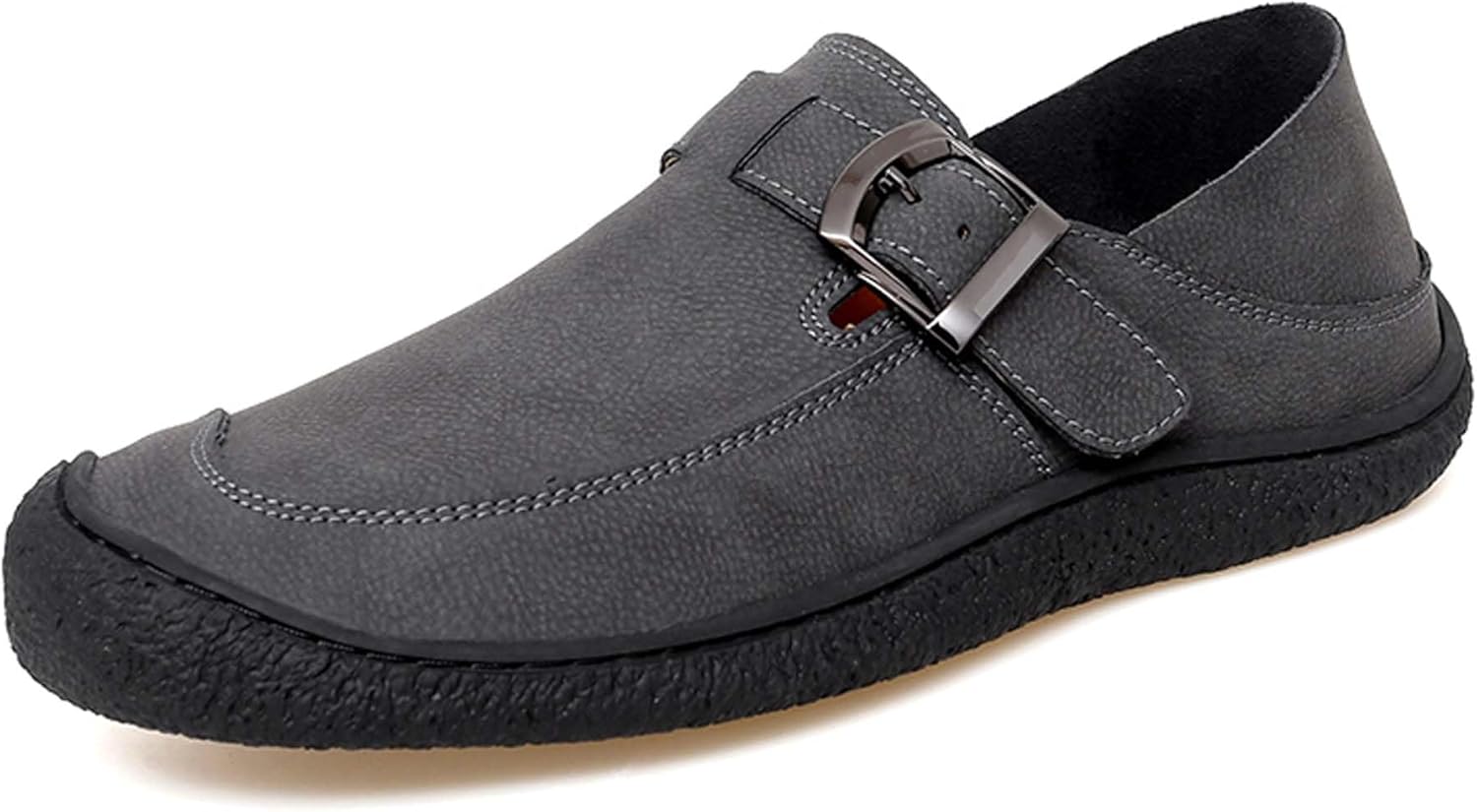 

Мужские лоферы с модной пряжкой, регулируемые, с круглым носком, для повседневной носки, вождения, офиса и деловых встреч, минималистичные, с плоской подошвой Generic, серый