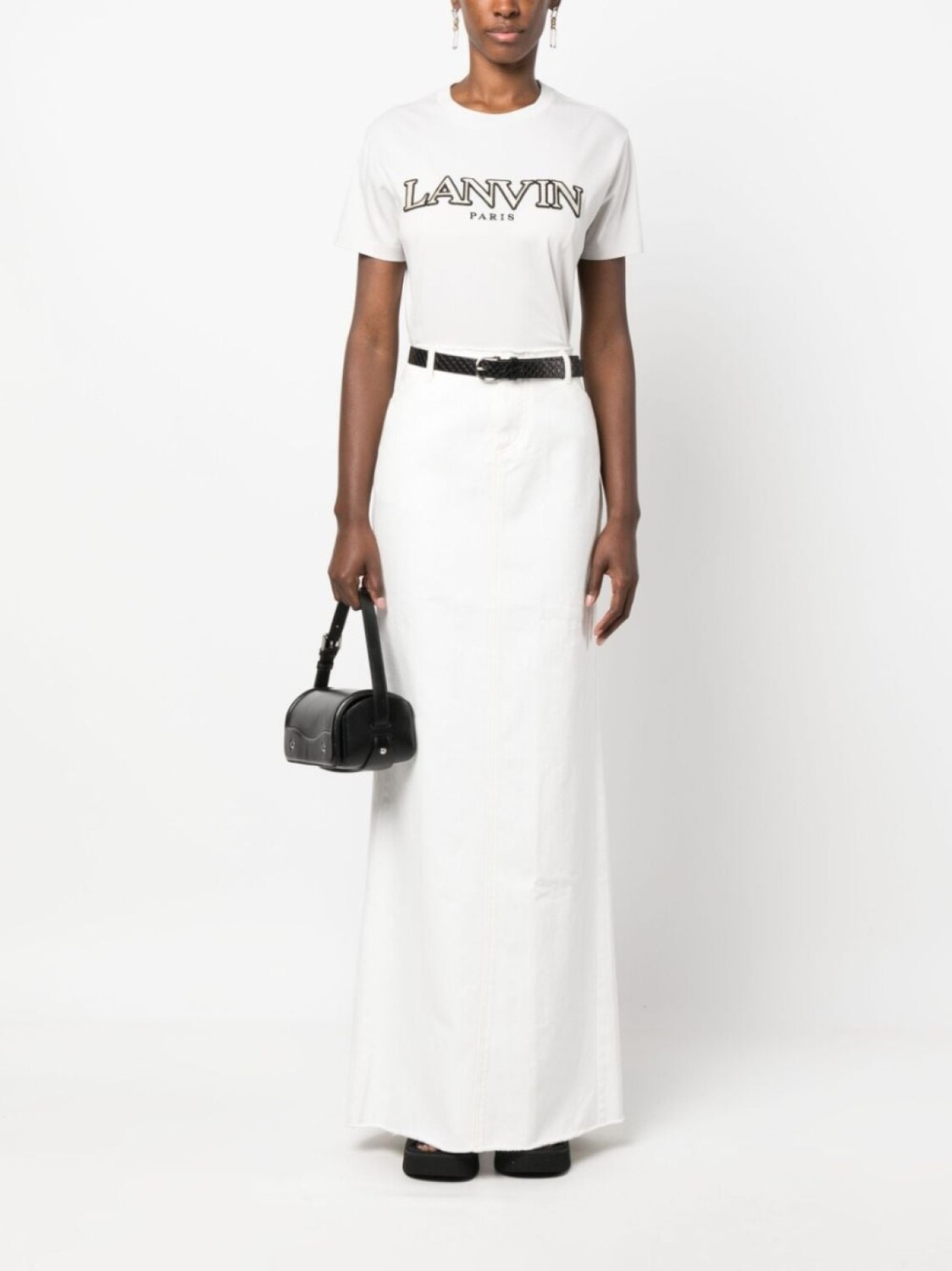 Lanvin футболка с вышитым логотипом, серый — фото 2
