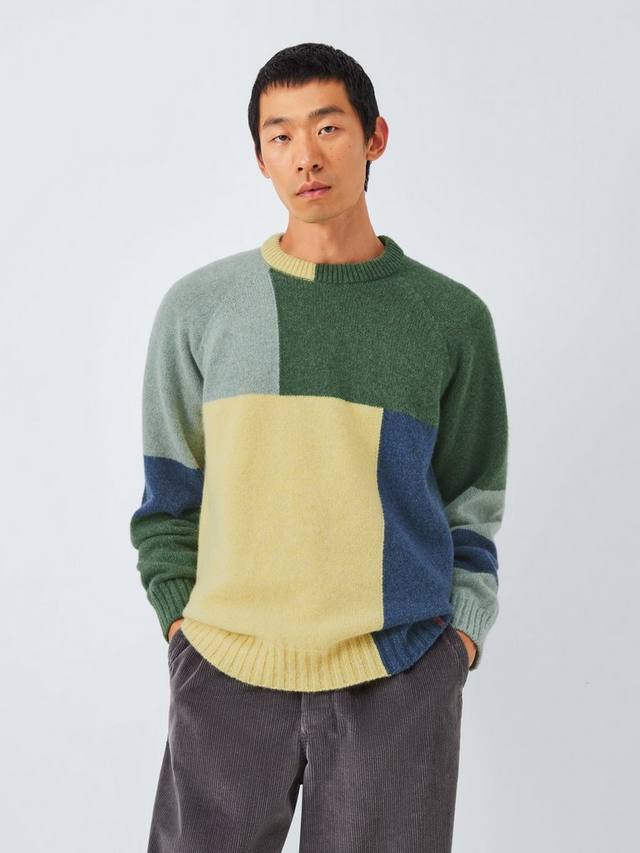 

Свитер с цветными блоками из переработанной шерсти Closed Loop Initiative John Lewis, Yellow Multi