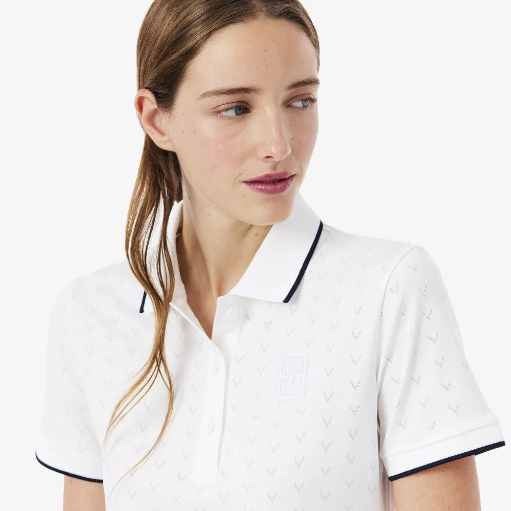 Футболка-поло Lacoste Tennis Heritage V-cut, женская, белая — фото 2
