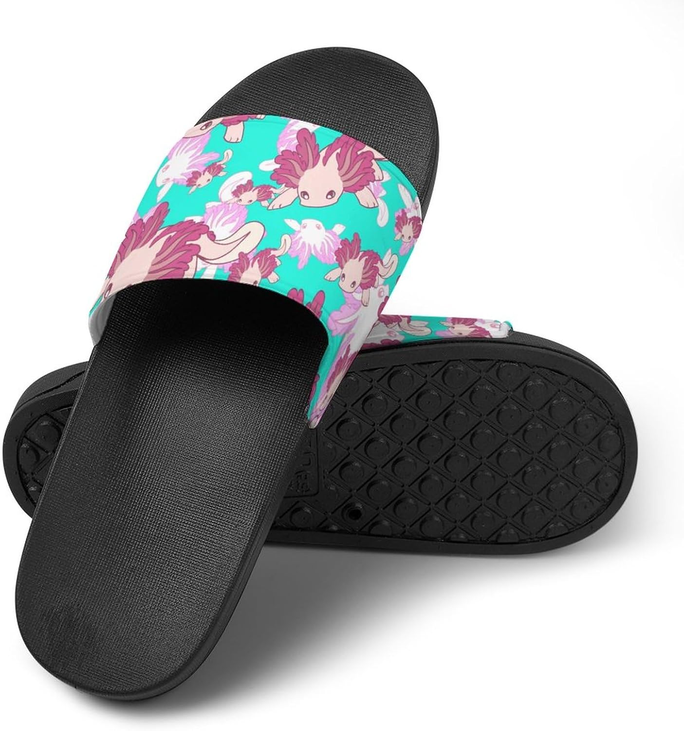 

Нескользящие домашние тапочки для ванной с рисунком коровы, мягкие шлепанцы для душа, удобные слайды для душа, сандалии для плавания, пляжа, дома и улицы, унисекс, для женщин и мужчин Jeireumteor, Funny Axolotls