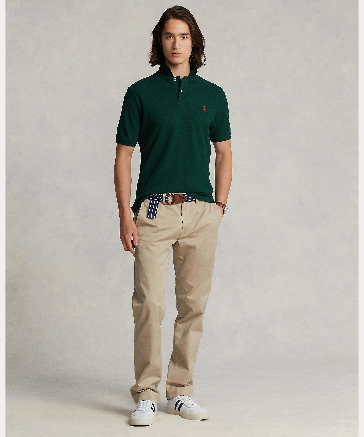 Поло-рубашка из сетчатой ткани приталенного кроя, сшитая. Polo Ralph Lauren, 300 Green — фото 2