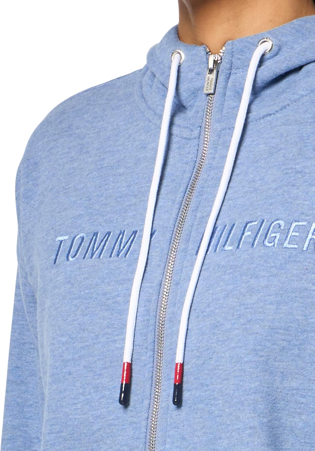 Женская толстовка с капюшоном и карманами на молнии с логотипом Tommy Hilfiger, True Blue Heather — фото 3