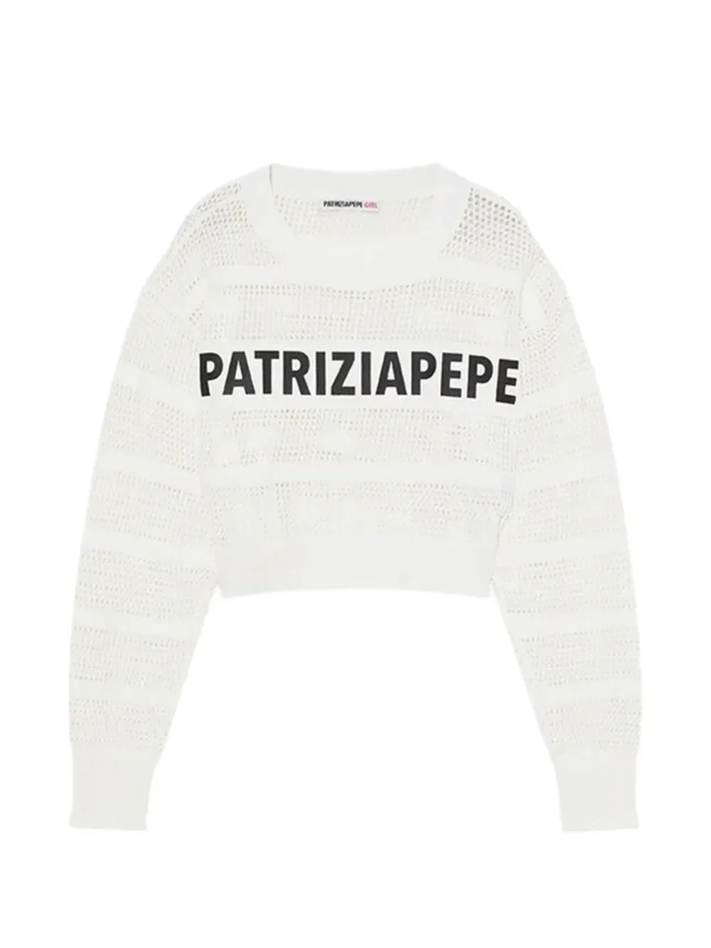 Ажурный вязаный джемпер Patrizia Pepe Girl, белый