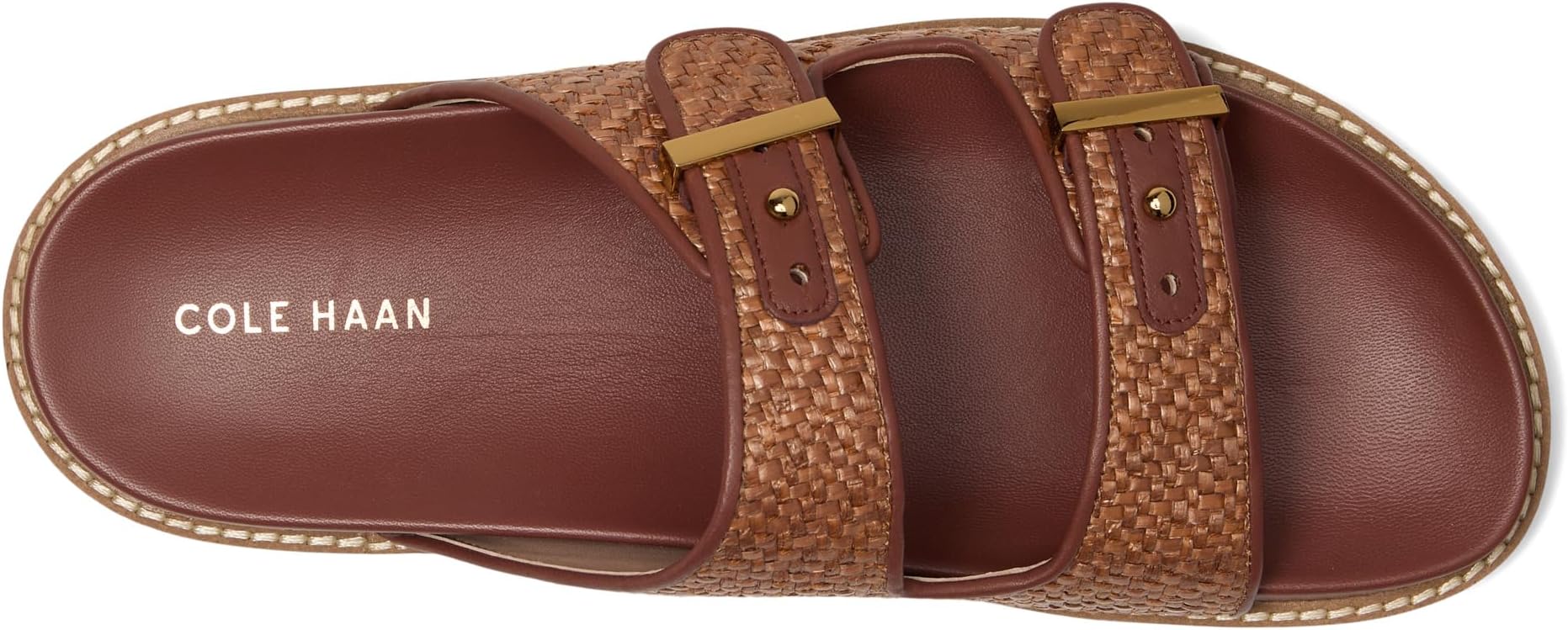 Сандалии Cole Haan Marisol Footbed Sandals, цвет Tan Raffia/Dark Cuoio Leather — фото 2