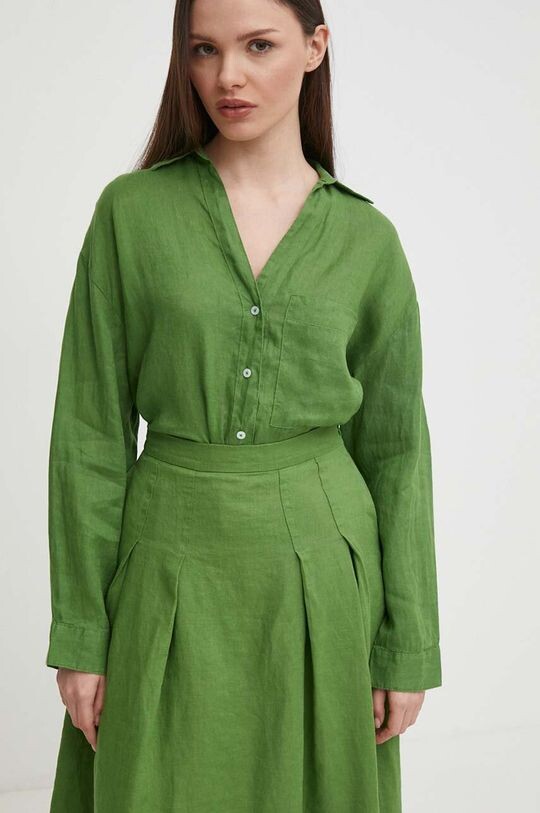 

Льняная рубашка United Colors of Benetton, зеленый