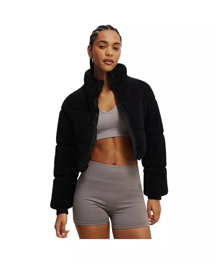 

Женская укороченная куртка The Mother Puffer из шерпы COTTON ON, черный