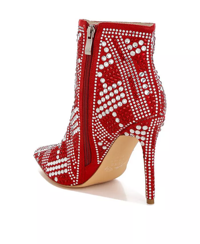 Городские ботфорты на шпильке с кристаллами Urbanite Rhinestones Studded London Rag, красный — фото 3