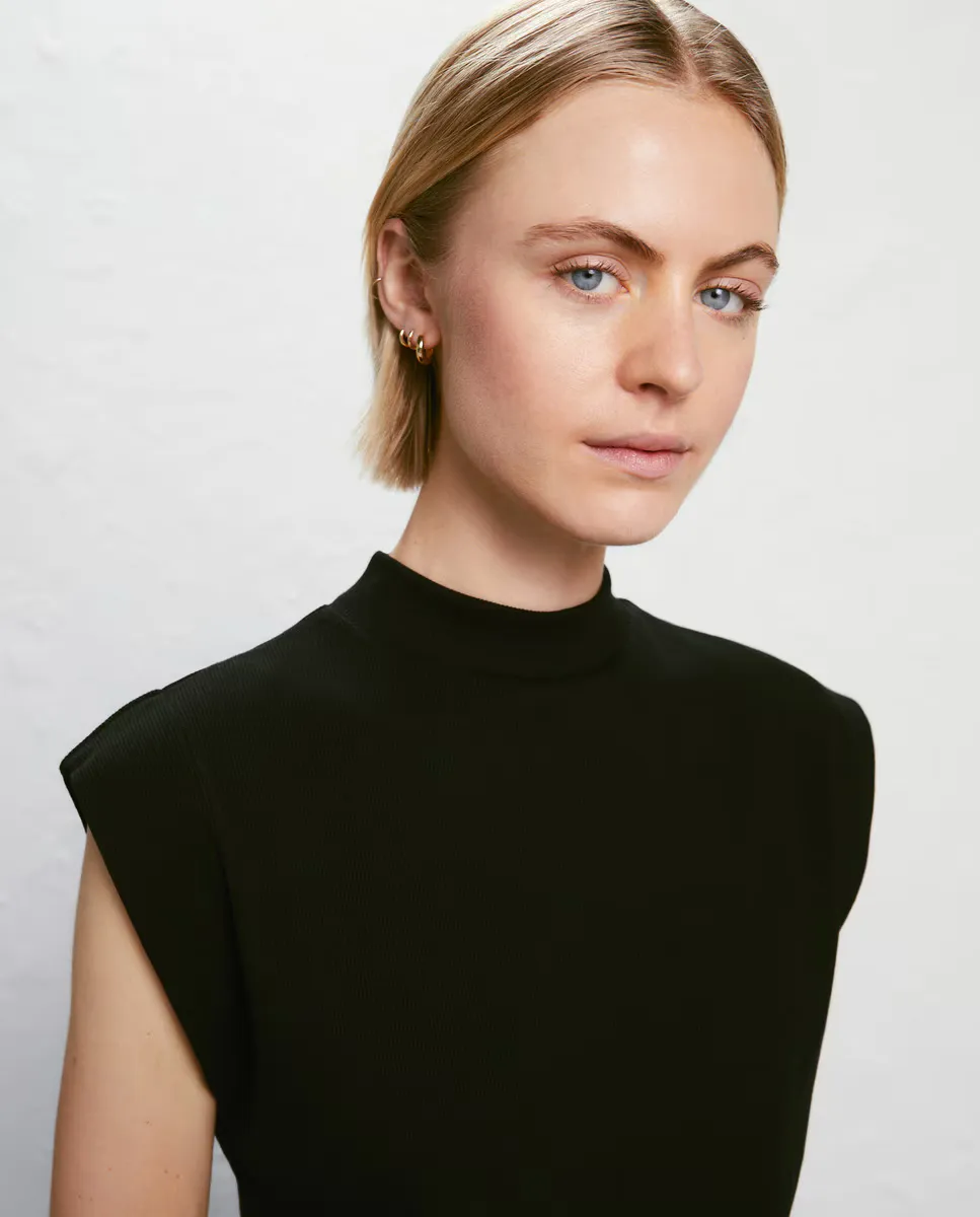 

Женская футболка Perkins без рукавов в рубчик с воротником Easy Wear, черный