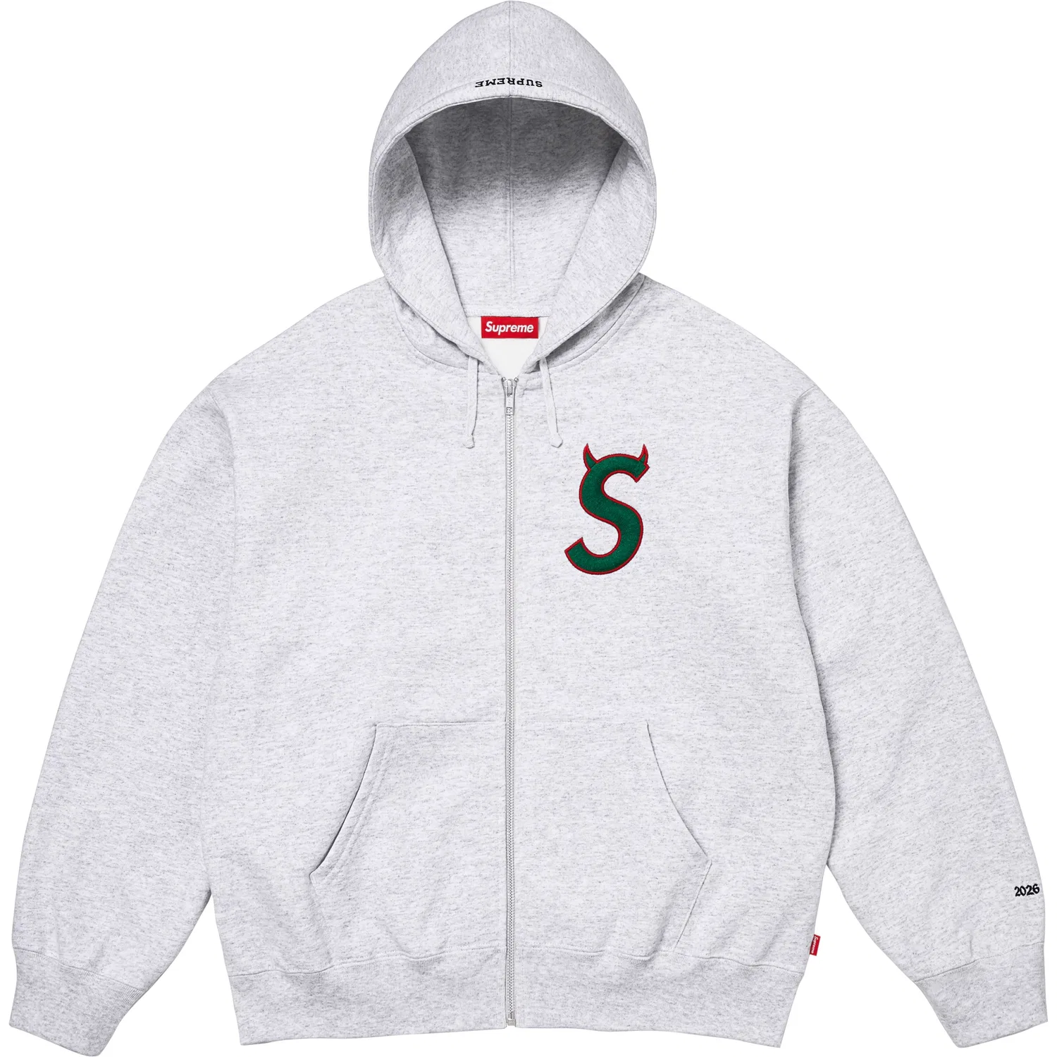 Толстовка на молнии с капюшоном Devil S Logo, унисекс Supreme, Gray/Grey