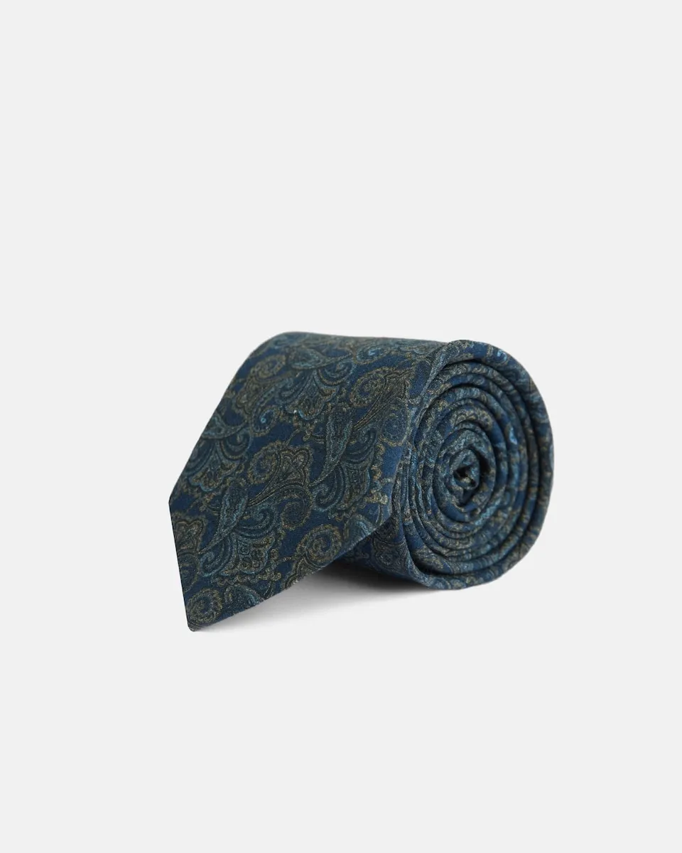 

Галстук с синим узором «пейсли» Silbon, синий