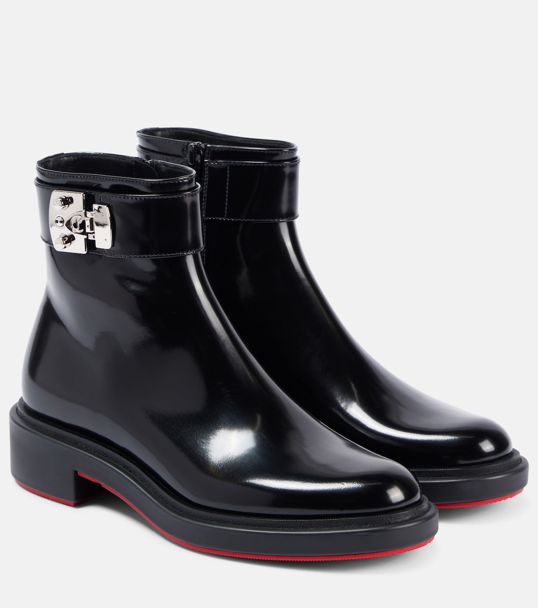 Ботинки Urban Booty Lock на шнуровке из полированной кожи Christian Louboutin, черный