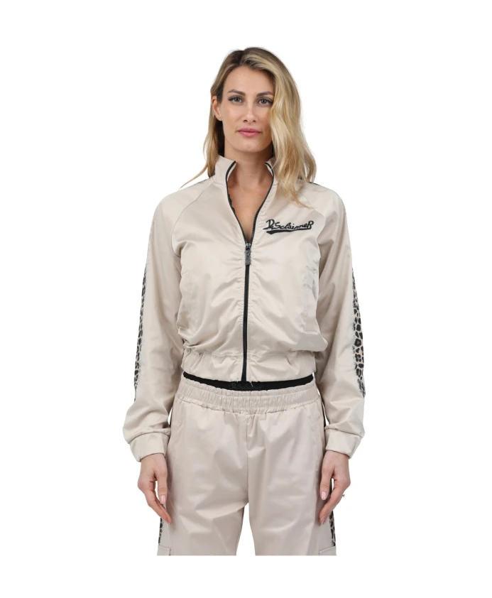 

Атласная толстовка с высоким воротником и застежкой-молнией по всей длине Disclaimer, бежевый