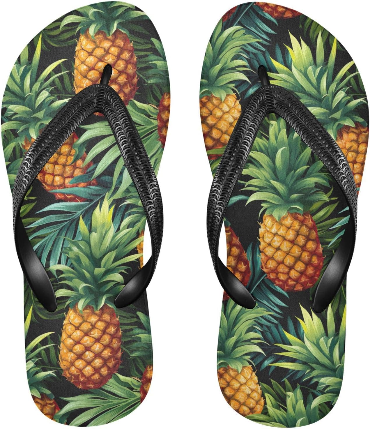 

SPRIPORT Тропические ананасы Летние вьетнамки для женщин и мужчин, удобные повседневные шлепанцы с мягкой стелькой и противоскользящей резиновой подошвой, пляжные сандалии для прогулок летом, Multicoloured