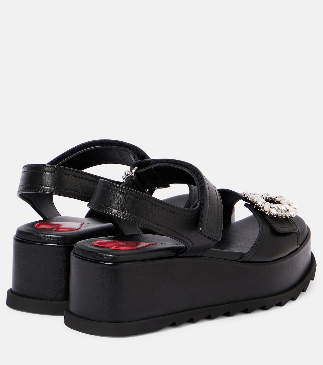 Босоножки на танкетке из кожи с декором Slidy Viv' Roger Vivier, Nero — фото 2
