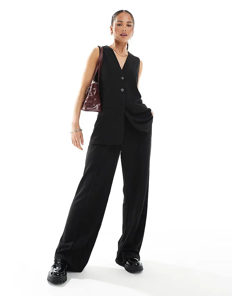 

Широкие брюки Vero Moda из крепового джерси черного цвета