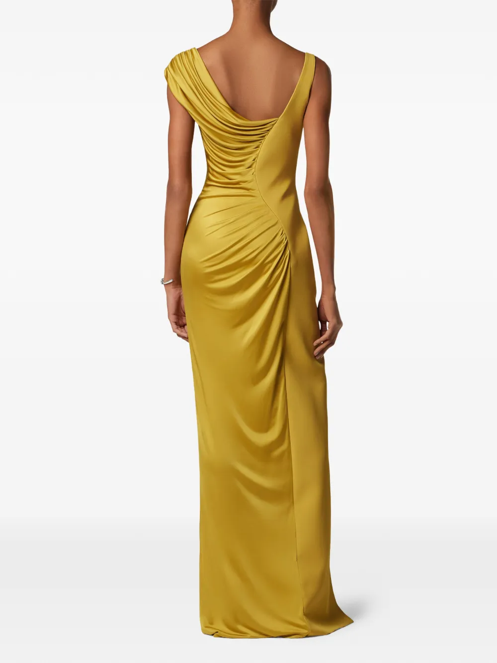 Платье макси с асимметричным вырезом Versace, желтый — фото 4